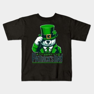 Happy st patricks day funny green bear Kids T-Shirt